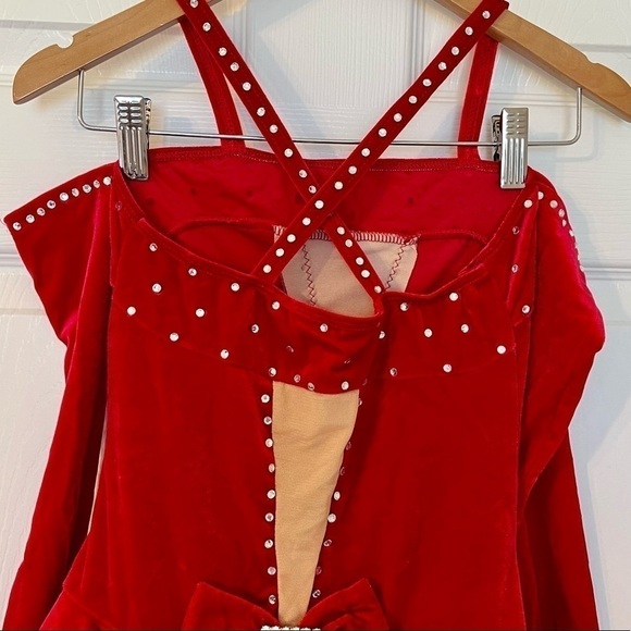 Art Stone Dance Competition Solo Costume Red Velvet Swarovski Crystals Jazz Tap - Picture 6 of 9